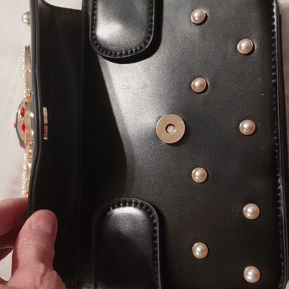 Beatful Black Embellished Purse with Gold Bee & Pearl Accents - Picture 6 of 6